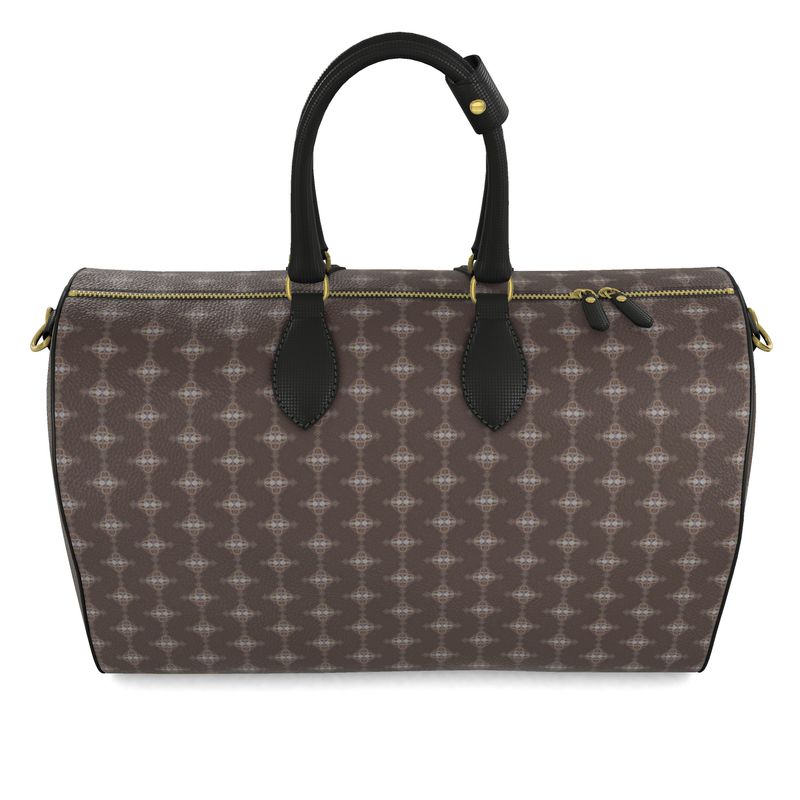 Large Leather Brown Tones é Diamond Logo Print Duffle Bag