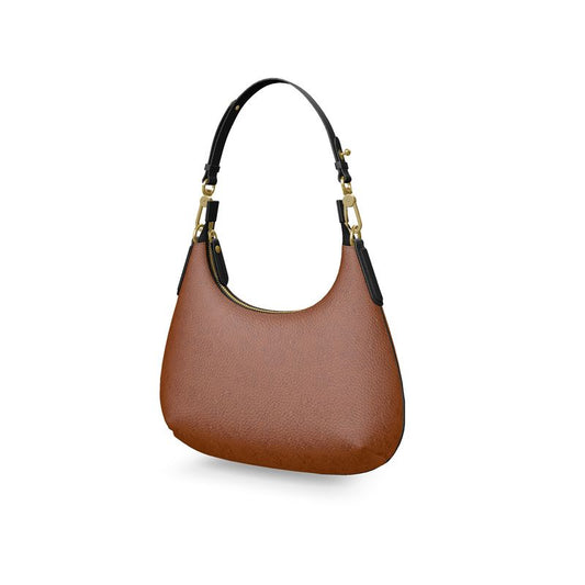 Stylish Mini Leather Curve Bag Caramel Print