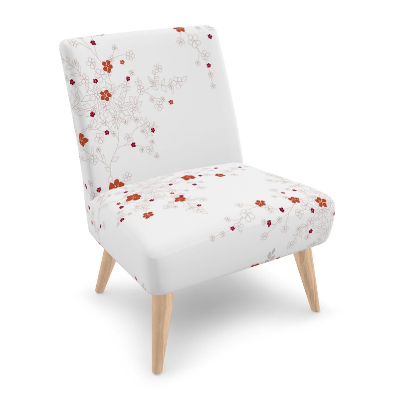 Occasional Accent Chair White & Cherry Blossom Print