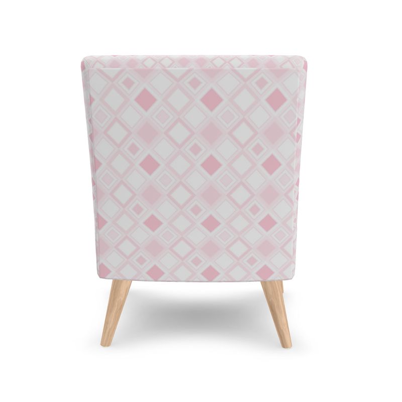 Occasional Accent Chair White & Pink Diamond Print