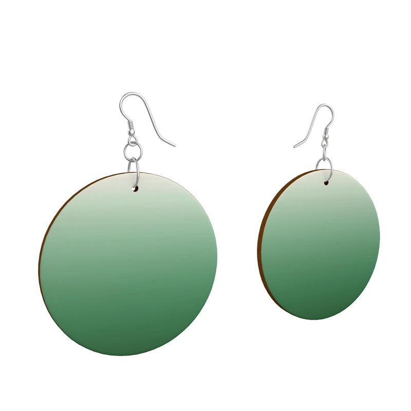 Wooden Round Earrings Gradient Green