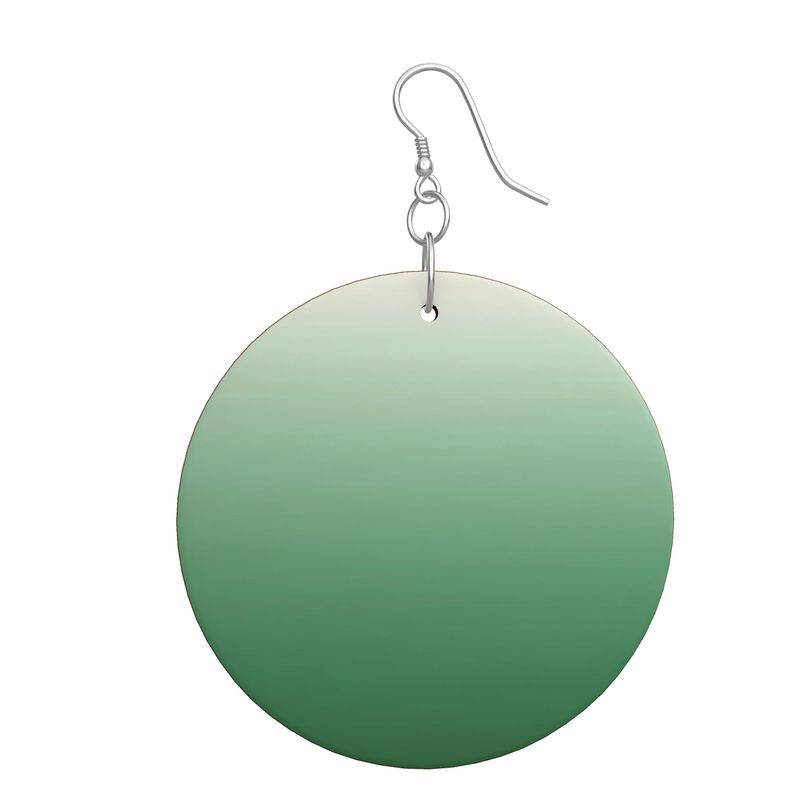 Wooden Round Earrings Gradient Green