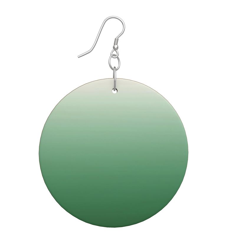 Wooden Round Earrings Gradient Green