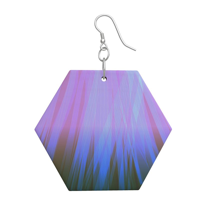 Hexagonal Wooden Earrings Gradient Glow