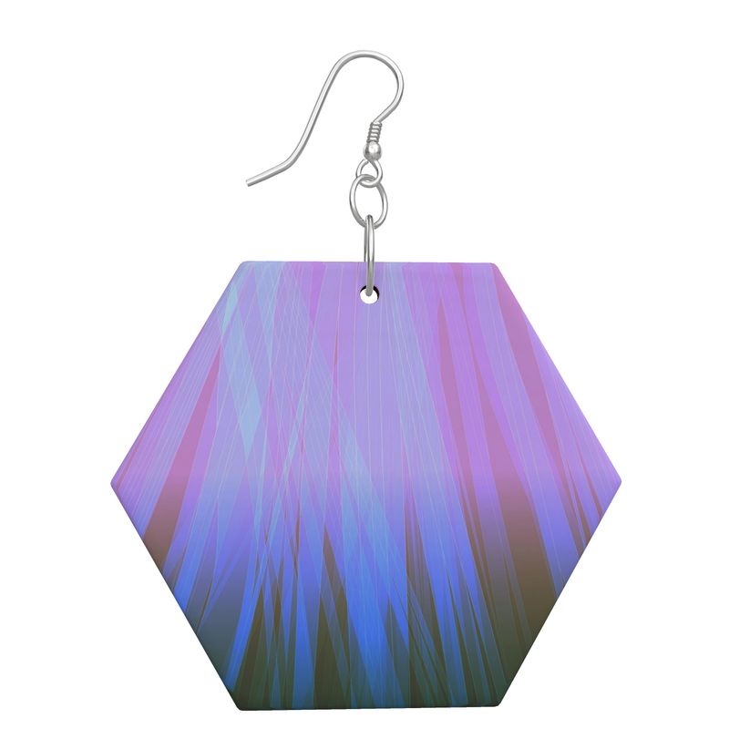 Hexagonal Wooden Earrings Gradient Glow