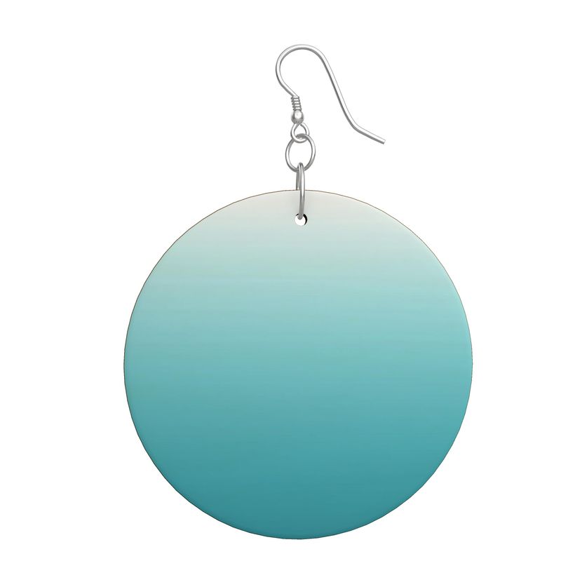 Wooden Round Earrings Gradient Turquoise