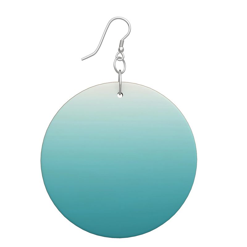 Wooden Round Earrings Gradient Turquoise