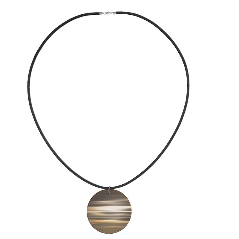 Wooden Round Pendant Necklace SunGlow I