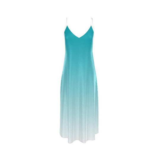 Silk Slip Dress Gradient Turquoise