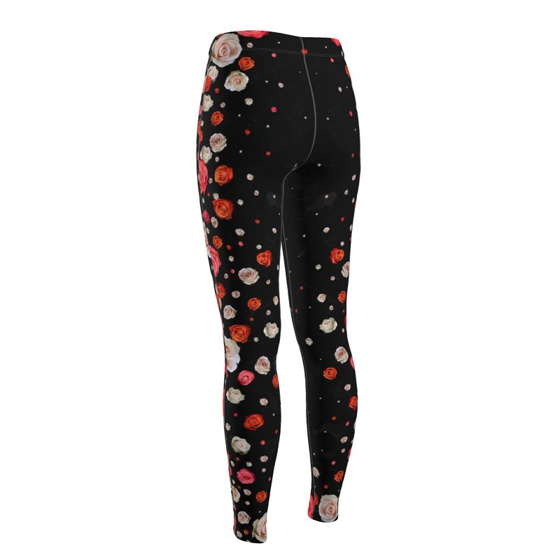 High Waisted Leggings Roses Black